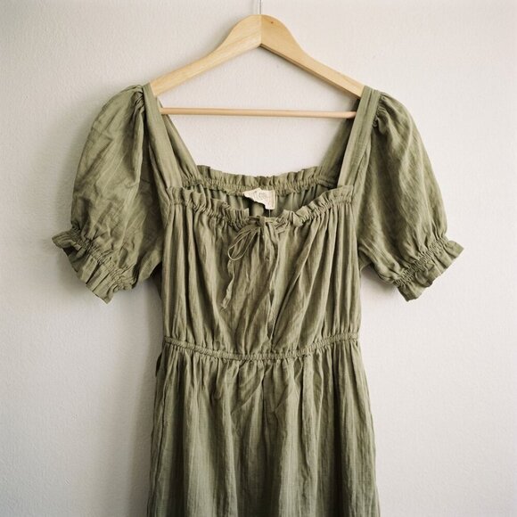 JUST FOUND Olive Green Midi Dress - Boho DÔEN Style L (Fits M) - Picture 7 of 7